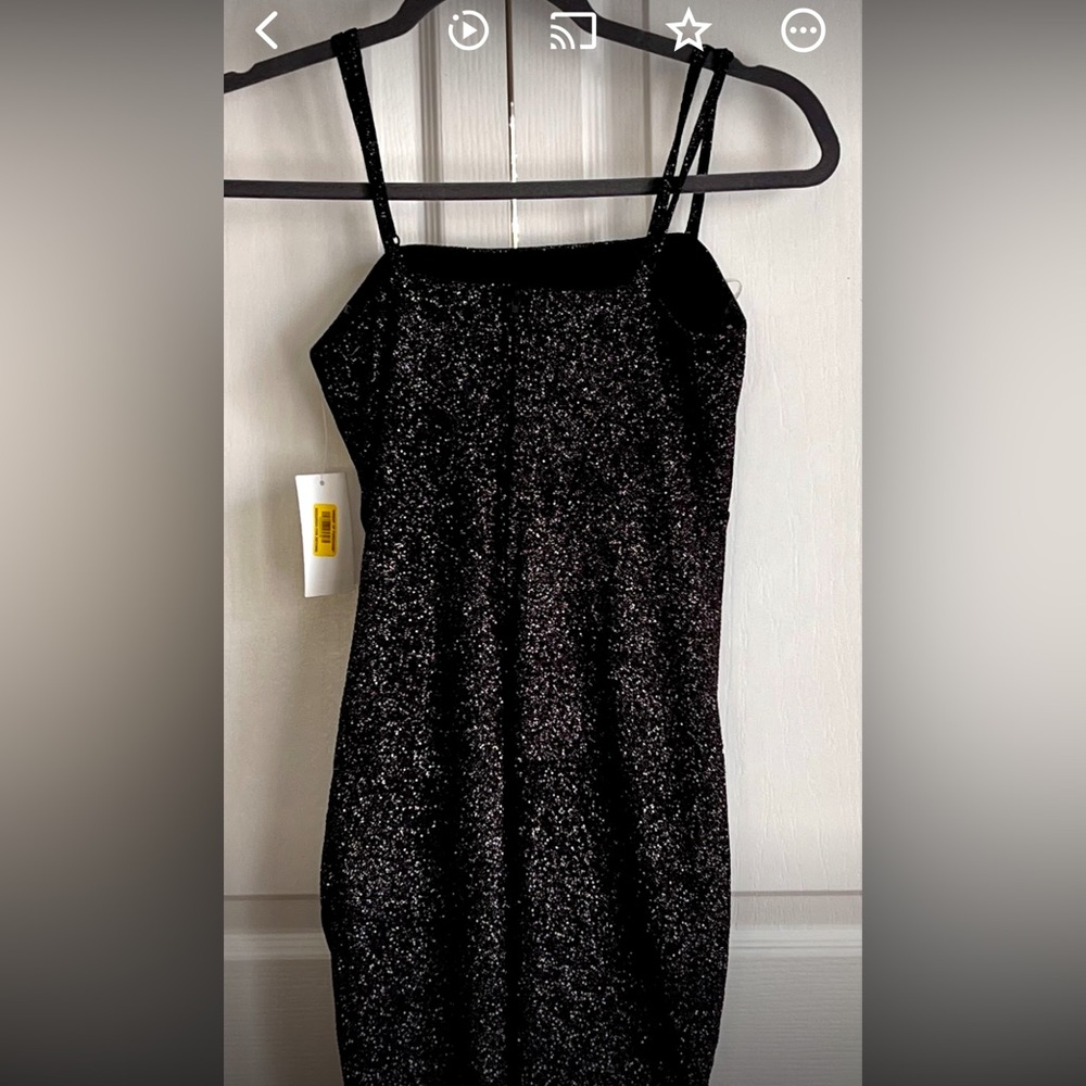 -MIDNIGHT DOLL JUNIORS  DRESS, BLACK & SILVER, size small